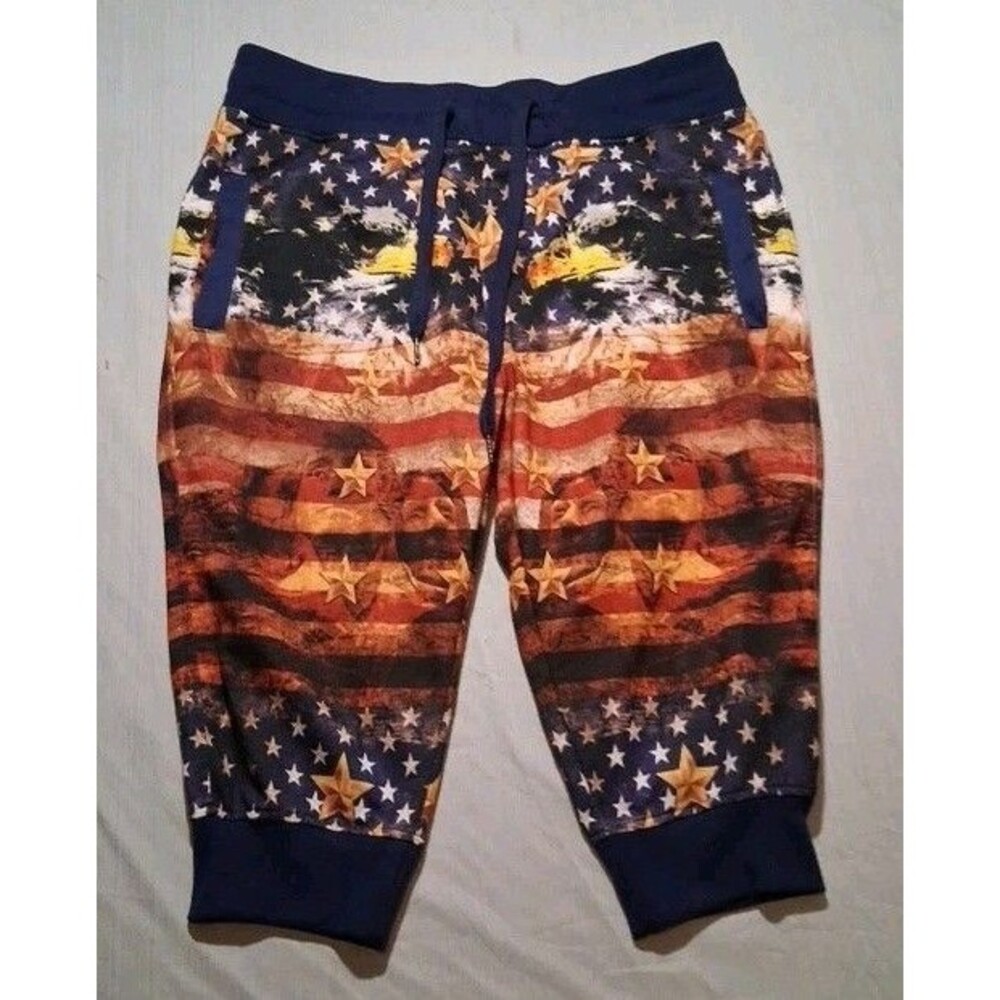 Bleecker And Mercer American Flag Shorts Men's XL Patriotic Eagle Drawstring